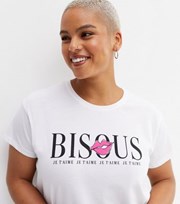 New Look Curves White Bisous Logo T-Shirt